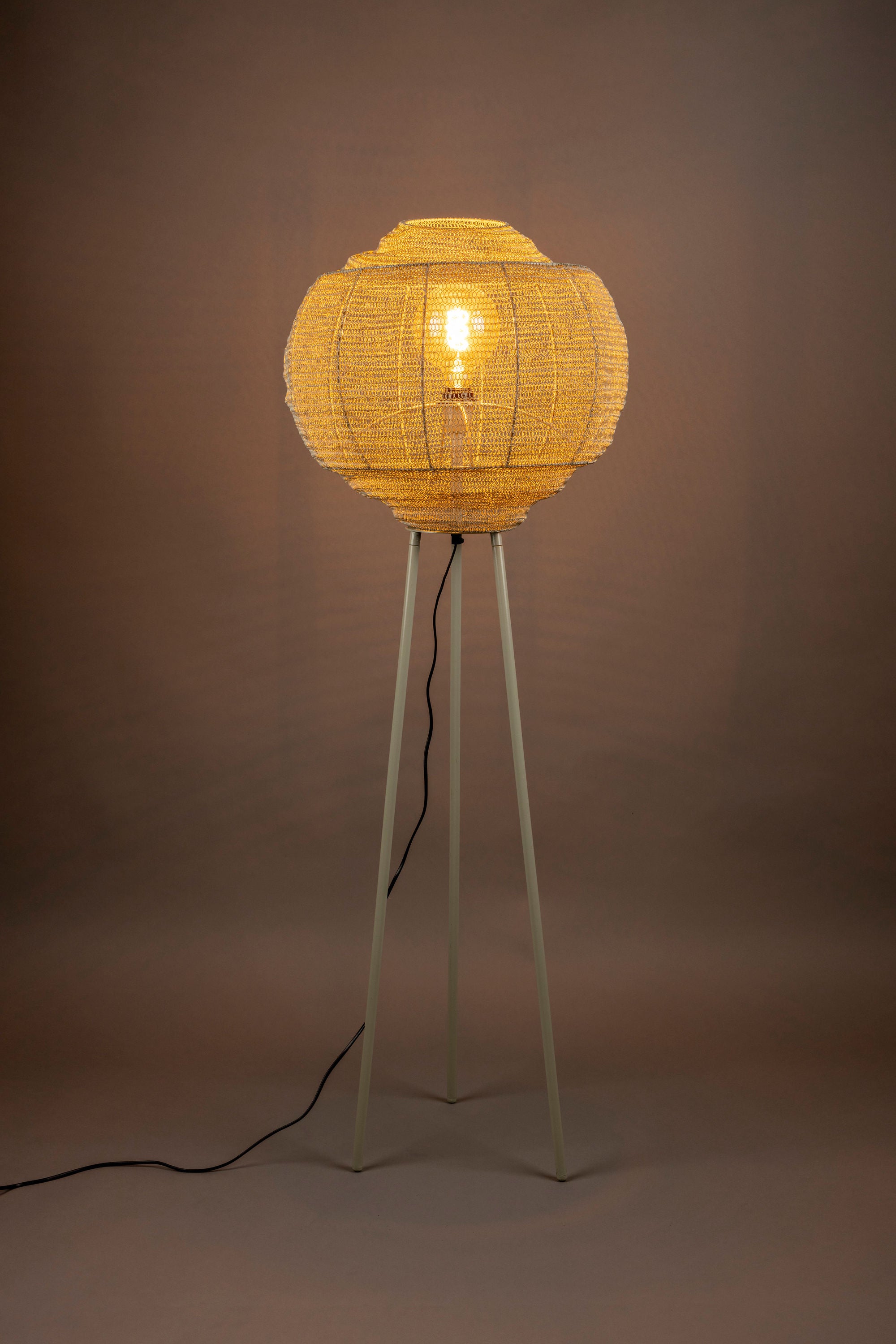 Dutchbone Meezan Sand Grey Metal Weave Floor Lamp